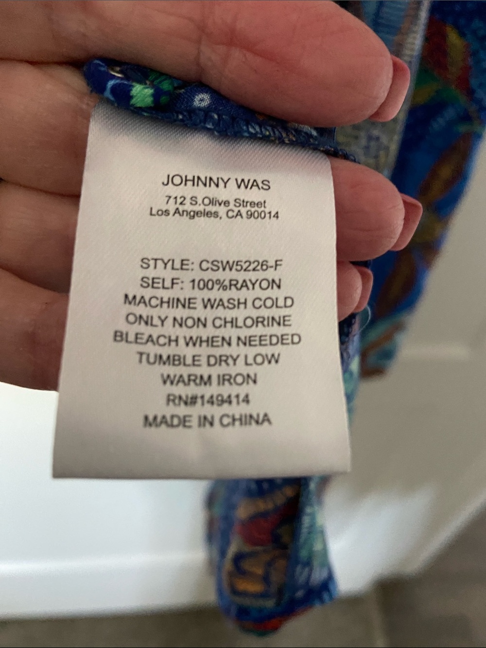 Johnny Was Blue Tropical Print Tunic Dress - Picture 5 of 5